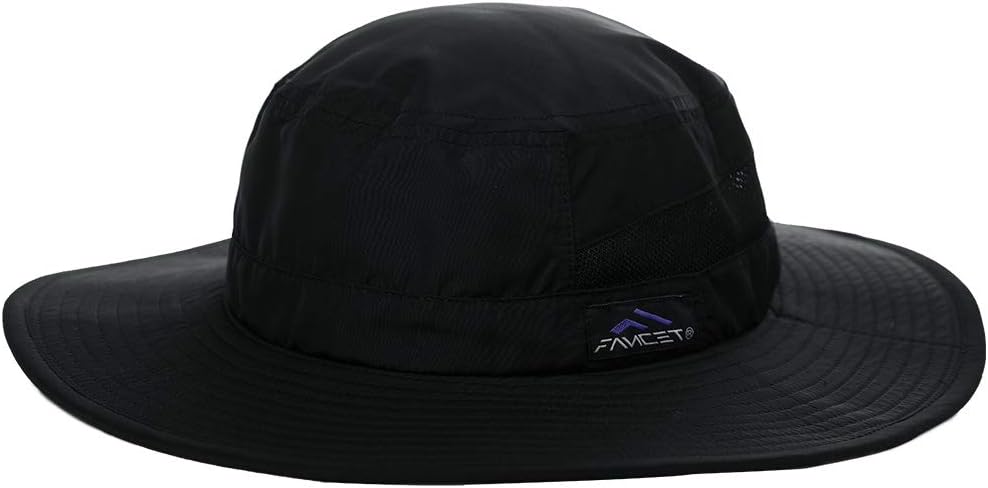 UPF 50 Sun Hats Wide Brim Summer Mesh UV Protection Safari Hat Fishing Walking Hiking Boonie Hats for Men Chin Strap Waterproof & Breathable