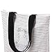 Caixia Women's Black Stripe Lazy Cat Print Canvas Tote Bag Beige