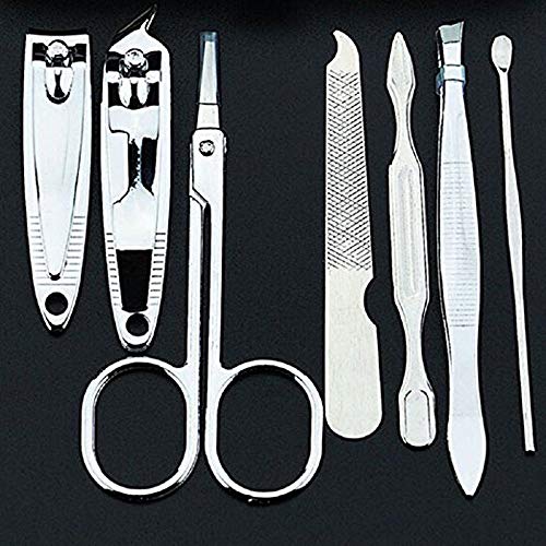 Manicure Pedicure Set Nail Clippers Travel Hygiene Stainless Steel Professional Nail Cutter Care Set Scissor Tweezer Knife Ear Pick Utility Tools Grooming Kits(7 Pcs,PINK) - Thumbnail 4