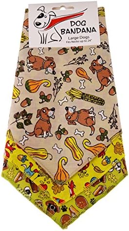 BANDANAS UNLIMITED Tie on Triangle Thanksgiving Bandanas for Large Dogs (3 Pack), 29"