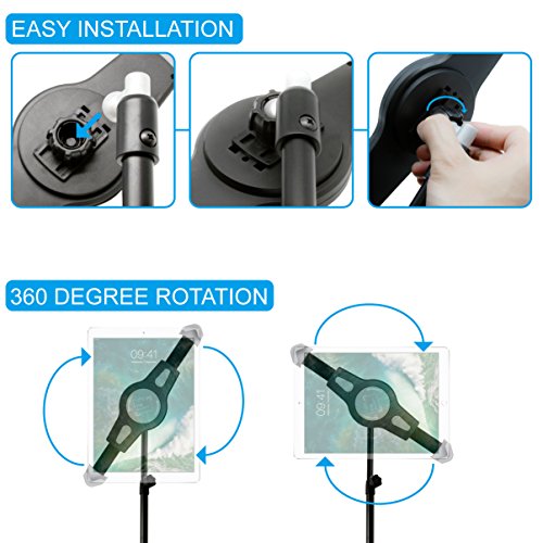 Portable iPad Tablet Tripod Adjustable Stand, Costech Universal 360° Rotatable Height Adjustable with Portable Carry Bag for 7 to 12 Inch iPad and Tablet