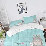 ARL HOME Duvet Covers 2PC Twin Size Cartoon Totoro Anime Bedding Set with 1 Pillowcases Cute Totoro Quilts Cover for Teen Kid's Children Adult Gift Bed Set (Mint Green)