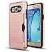 Galaxy On5 Case With HD Screen Protector,[Card Slots Holder][Not Wallet] Hard Plastic PC TPU Soft Hybrid Shockproof Heavy Duty Protective Holster Case For Samsung Galaxy On5/G550 KC2 Rose Gold