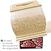 Creative Scents Shannon Tissue Box Cover Square - Decorative Tissue Box Holder for Bathroom - Beige and Gold Tissue Cover with Durable Bottom Slider