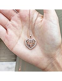 Collar con medallón de plata de ley con foto personalizada con forma de corazón que sostiene fotos para mujeres de The Mary