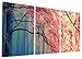 Gardenia Art - Red Maples Canvas Prints Wall Art Tree Scenery Landscape Wall Decor Paintings Stretched and Framed Modern Artwork for Living Room and Bedroom, 16x16 in, 3 pcs/set