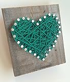 Sweet and small rustic Kelly green string art wooden heart block for Father's Day - A unique gift for Baby Boys, Weddings, Anniversaries, St. Patrick's Day, Birthdays, Valentine's Day and Christmas.
