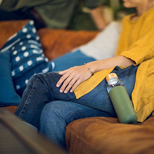 Soma 17 oz. BPA-free Wide Mouth Glass Water Bottle with Silicone Sleeve, Olive - Thumbnail 5