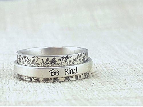Inspiration Ring - Work Hard Stay Humble Be Kind - Personalized Spinner Ring - Statement Ring - Worry Ring - Sterling Silver Ring