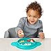 Squooshi Silicone Divided Dish - Fun Placemat - Easy to Clean - Dishwasher and Microwave Safe - Soft and Unbreakable - FDA Certified Silicone - Great for Baby or Older Kids. (Aqua)