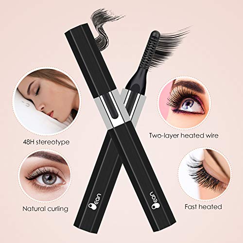 2020 Updated Heated Eyelash Curler, Electric Eyelash Curler, Eyelash Curler for Quick Natural Eye Lashes Curling USB Rechargeable, Lash Curler for Durable Shape, Safe and Worry-free (Black)