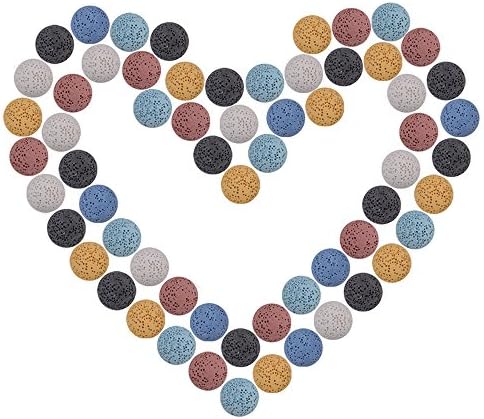10Pcs Aromatherapy Diffuser Lava Stone Rock Beads 17mm Multi-colored Washable Round Natural Ball for Essential Oil pendant Necklace Jewelry Making Findings Accessories