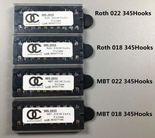 10Sets of OC Orthodontic Metal Brackets ROTH/MBT Monoblock Mini 018/022 345Hook Dental (ROTH 022 345HOOKS)