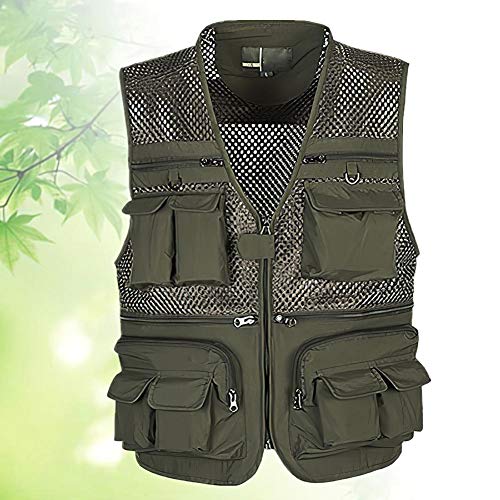 LAANCOO Anglerweste Weste Jacke Outdoor Schnelltrocknend Reise Multi-Pocket Atmungsaktiv Männlich Grün (ON) – Bild 6