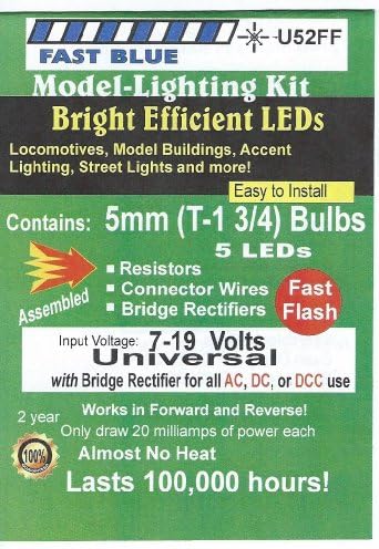 U52FF 5 mm Bright Fast flashing Blue LED Pkg=5 by Evan Designs