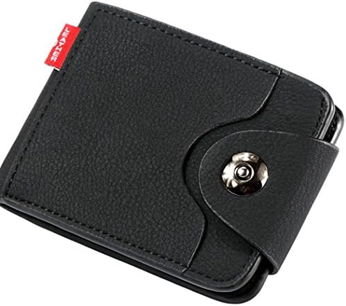 Bifold Short Wallet Leather Man Purse RFID Blocking Money Clip Billfold (Slim Black, One Size)
