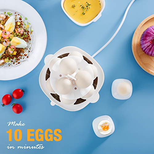 SimpleTaste Electric Egg Cooker for Hard or Soft Boiled Eggs, Poached Eggs, Omelets and Steamed Foods with Auto Shut Off Feature and 2 Tiered, 10 Eggs Capacity