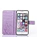 Urvoix for iPhone 6 Plus/iPhone 6S Plus Case, Card Holder Stand Smooth Hand Feel PU Leather Wallet Case - Embossed Flower Butterfly Flip Cover for 5.5