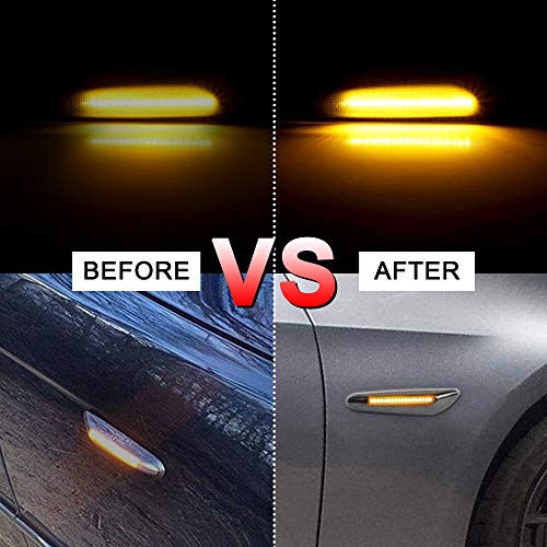 JSBOYAT LED Side Marker Turn Signal Light for BMW E81 E82 E87 E88 E90 E91 E92 E93 E46 E60 E61 X3 E83 X1 E84 Smoked Lens, 2 Pack (Amber)