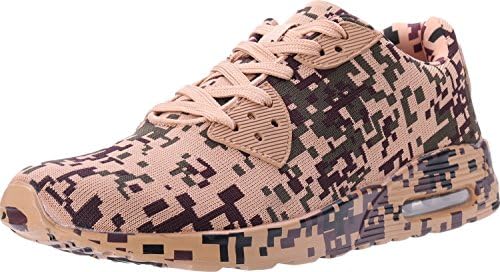PORTANT Air Breathable Camo Camouflage Camping Shoes Sneakers Casual Comfortable Fitness Running Walking Jogging Work Workout Gym Lightweight Fashion Max Sports Brown Black Women 11.5, Men 10.5