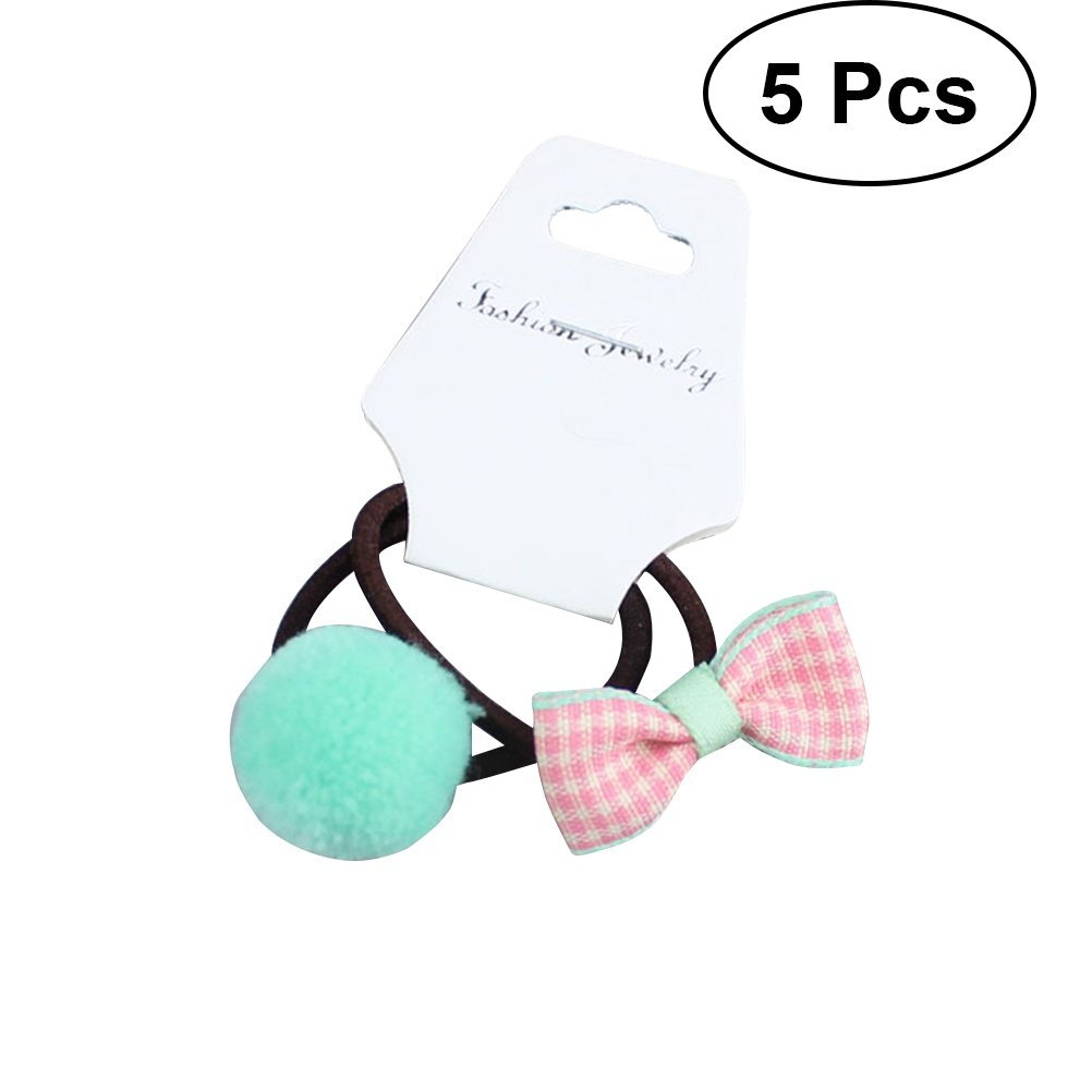 5pcs Girls Hair Accessories Elastic Hair Ties Bands Band Bow Ball