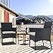 FDW Wicker Patio Furniture 3 Piece Patio Set Chairs Bistro Set Outdoor Rattan Conversation Set for Backyard Porch Poolside Lawn,Black
