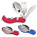 Camping Utensil Set 3 in 1 Foldable Multi-function Stainless Steel Pocket Fork Spoon Knife Kits Brilliant Eating Utensil for Hiking/Survival by Buycitky