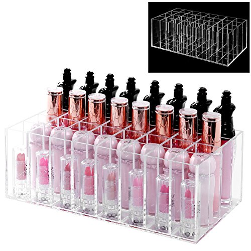 Modern clear acrylic 32 slot cosmetic lip gloss organiz…