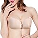 Self Adhesive Bra, Strapless Sexy Deep V Reusable Wing Shape Bra Backless Invisible Push Up Bra with Drawstring D Nude