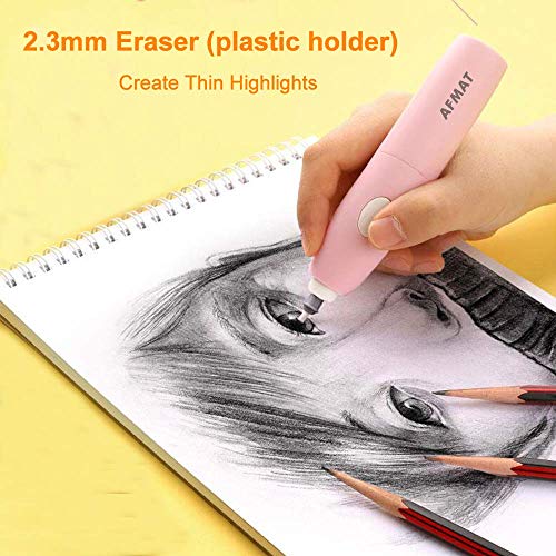 Electric Erasers, Electric Eraser with 140 Refills, Battery Operated Eraser, Electric Eraser Kit for Artists, Art Pencils, Drawing, Painting, Sketching, Drafting, Arts and Crafts-Pink - Thumbnail 3