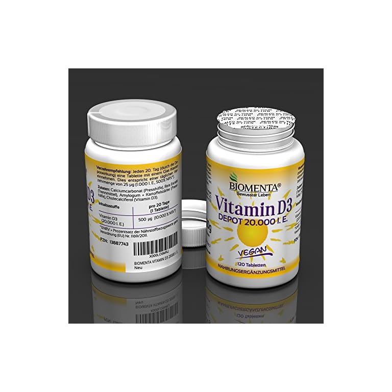 BIOMENTA VITAMIN D3 HOCHDOSIERT 20000 I. E. AKTION!!! VEGAN