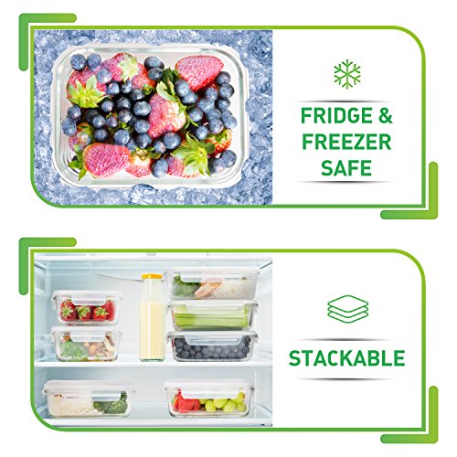 [5-Pack,36oz] Glass Meal Prep Containers Glass - Food Storage Containers with Lids - Food Containers Food Prep Containers Glass Storage Containers with lids Glass Containers Glass Lunch Containers - Thumbnail 3