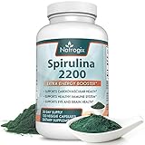Natrogix Spirulina 2200mg Formula Supplements - Extra Strength Booster (120 Veggie Capsules)
