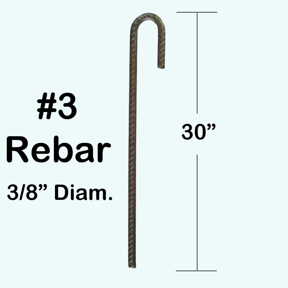 3/8 diam. Rebar Ground Stakes with J Hook Heavy Duty 30 3 Rebar Pack