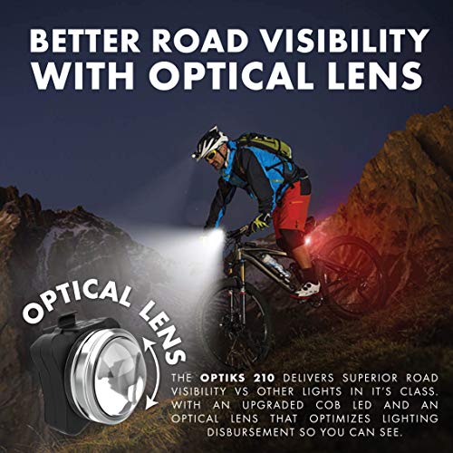 NP NIGHT PROVISION OPTIKS 210 Front & Rear LED Bike Light USB Rechargeable Compact (1 Pack)