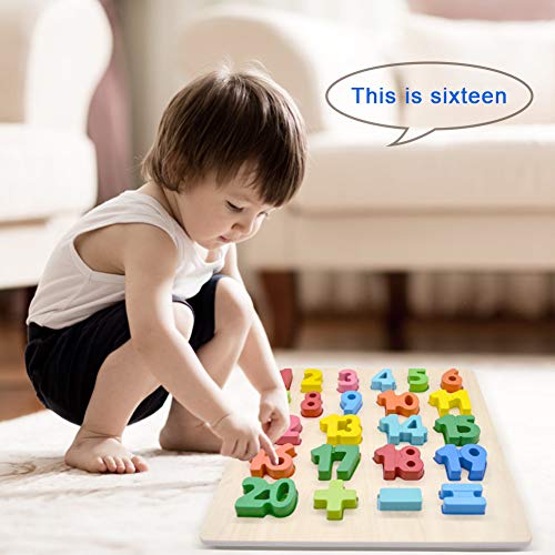 GEMEM Alphabet Puzzle Wooden Upper Case Letters ABC and Number Learning Blocks Board Toys for Toddlers Preschools Above 2 Year Old Pack of 2