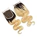 Dingli Hair 4x4 Free Part Ombre Blonde 1 Piece Closure 100% Brazilian Virgin Hair Body Wave Swiss Lace Closure with Baby Hair #1b/613 (16 inch)