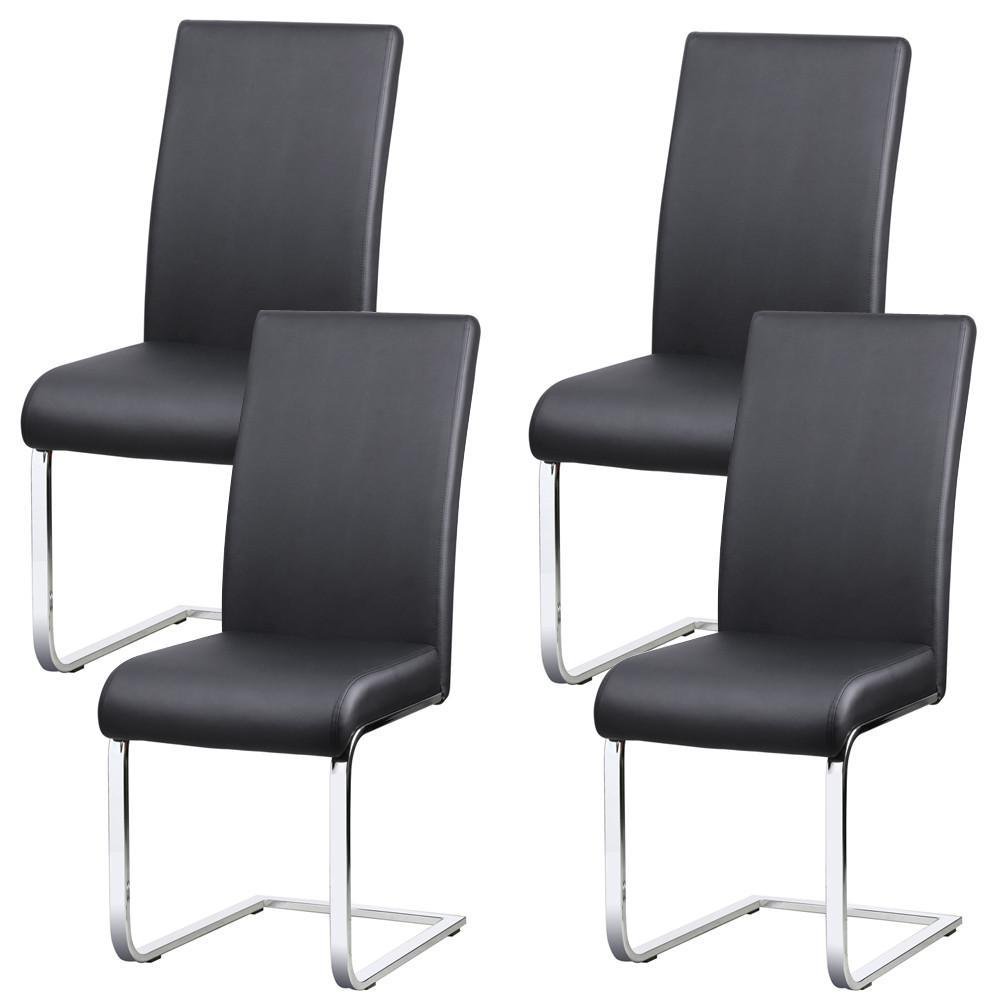 Yaheetech Stylish Faux Leather Dining Chairs with High Back and Metal