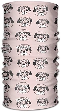 BBONE2 WomenPug Dog Cartoon Cute Headband Scarf Face Mask Magic Bandana As Neck Gaiter Head Wrap Ultra Soft Elastic Quick Dry Microfiber For Outdoor Sports Yoga One Size