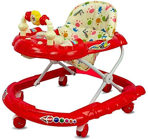 Joyride Cartoon Baby Walker 111 - Music & Rattles with Adjustable Height (Red)