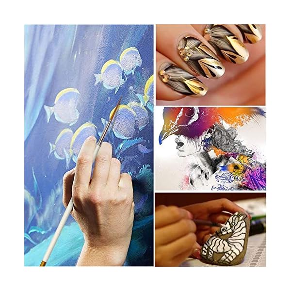Queta Set 12 Pinselset Malen Künstlerpinsel Acrylpinsel Halten Sie eine feine Spitze und Feder für Öl, Aquarell, Acryl… – Bild 7