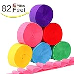 Homder 6 Colors Crepe Paper Streamers for Various Birthday Party Wedding Festival Party Decorations,1.77 Inch x 82 Feet (6 Rolls)