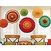 Adorox Set of 6 Holidays and NEW YEAR'S EVE Vibrant Bright Colors Hanging Paper Fans Rosettes Party Decoration for Holidays 8