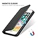 SHIELDON Genuine Leather iPhone 6s Wallet Case with Kickstand Function ID Credit Card Slot Magnetic Closure Compatible with iPhone 6/6S - Black