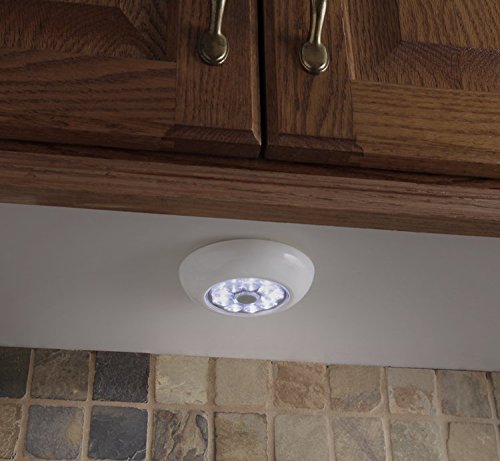 Light It! By Fulcrum 30016-308, 9 LED Wireless Mini Stick On Touch Light, 4 Inch, White, 3 Pack