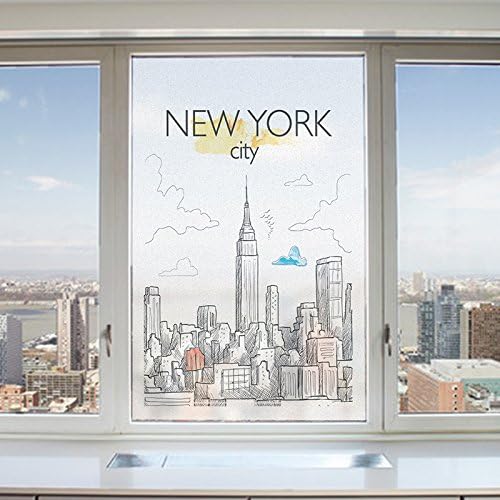 YL Stained Glass Decorative Window Film, Premium Static Cling No-Glue Stained Glass Decorative Window Film, Vinyl Scrub Privacy Window Film (45X60CM, NY)