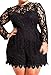 ZKESS Women's Plus Size Long Sleeve Lace Club Party Short Jumpsuit Rompers 2XL - 5XL