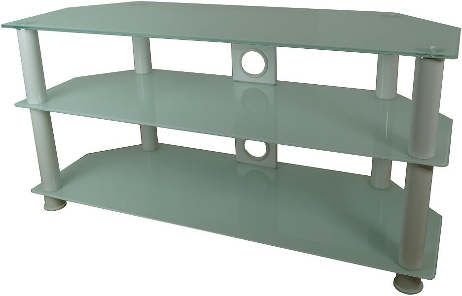 Mountright Glass TV Stand For 32 Up To 60 Inch LED LCD & Plasma Television (All White)