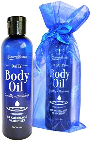 Sublime Beauty DAILY BODY OIL, 8 Oz. Blend of 5 Pure Oils with No Preservatives. Moneyback Guarantee.