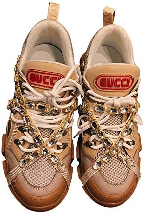 yuanwei119 Womens Flashtrek Sneaker with Removable Crystals GG Fashion Leather Sneakers 537133